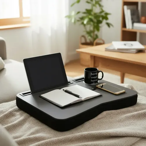 Mesa De Colo Para Laptop, Celular Tablet E Copo Base Espuma - miniatura 7