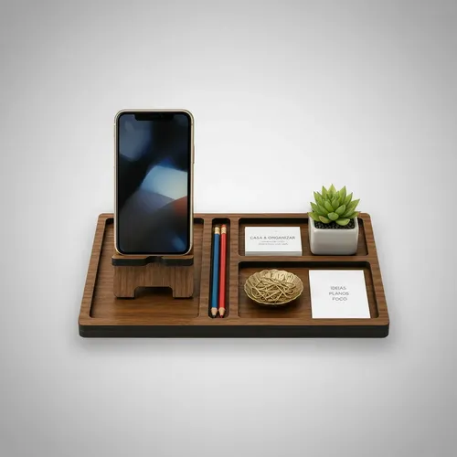 Porta Celular C/ Organizador De Mesa Freijó.casa Escritório - miniatura 4