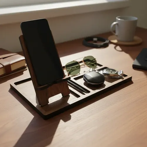 Porta Celular C/ Organizador De Mesa Freijó.casa Escritório - miniatura 5
