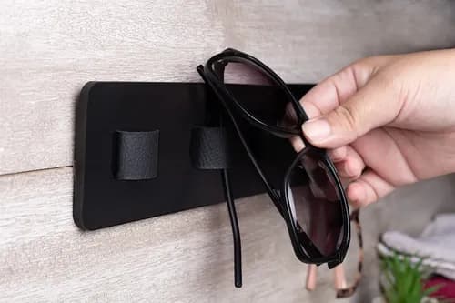 Suporte Para Óculos Com Presilhas Em Couro. Parede Casa Esc - miniatura 2