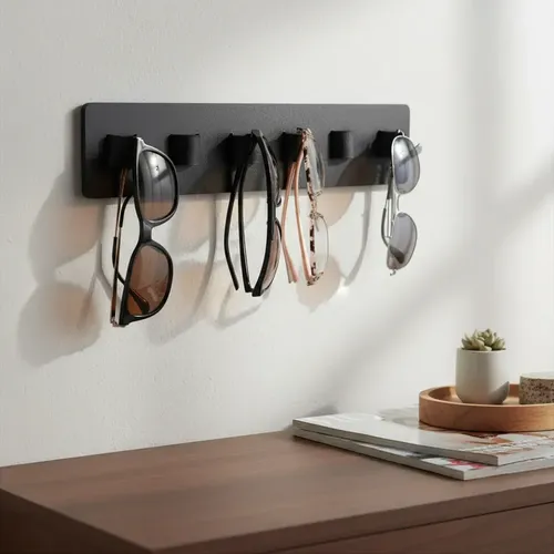 Suporte Para Óculos Com Presilhas Em Couro. Parede Casa Esc - miniatura 3