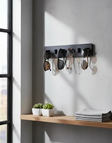 Suporte Para Óculos Com Presilhas Em Couro. Parede Casa Esc - miniatura 5