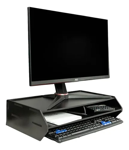 Suporte Monitor Elevado 2 Compartimentos Organizador 50cm - miniatura 2