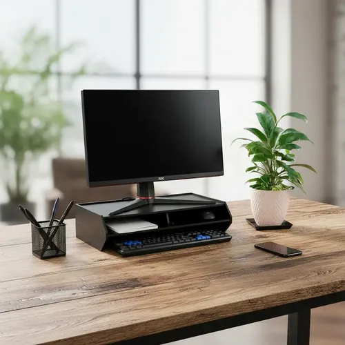 Suporte Monitor Elevado 2 Compartimentos Organizador 50cm - miniatura 3