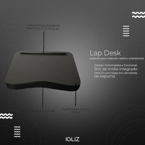 Suporte para Notebook Mesa de Colo Base em Almofada de Espuma com Slot para Celular Tablet e Objetos - miniatura 8