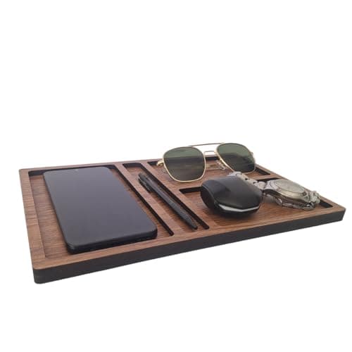 Organizador de Mesa com Suporte para Celular Removivel – Madeira Freijó – Organização para Escritório, Home Office e Quarto - miniatura 6