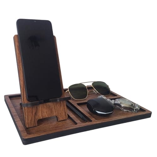 Organizador de Mesa com Suporte para Celular Removivel – Madeira Freijó – Organização para Escritório, Home Office e Quarto - miniatura 8