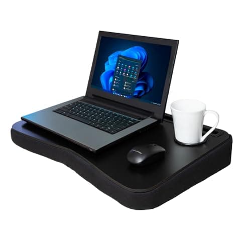 Suporte para Notebook Mesa de Colo com Porta Copos Canaletas para Celular e Tablet. Base em Espuma com Angulo de Inclinação. - miniatura 3