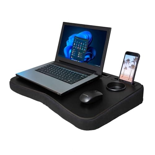 Suporte para Notebook Mesa de Colo com Porta Copos Canaletas para Celular e Tablet. Base em Espuma com Angulo de Inclinação. - miniatura 4