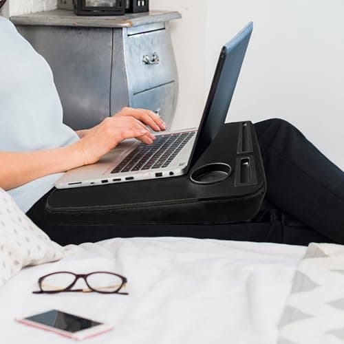 Suporte para Notebook Mesa de Colo com Porta Copos Canaletas para Celular e Tablet. Base em Espuma com Angulo de Inclinação. - miniatura 7