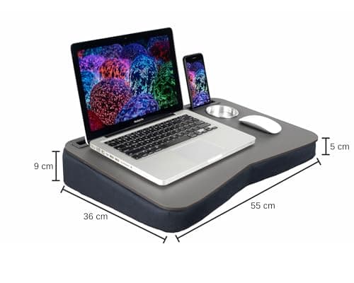 Suporte para Notebook Mesa de Colo com Porta Copos Canaletas para Celular e Tablet. Base em Espuma com Angulo de Inclinação. - miniatura 8