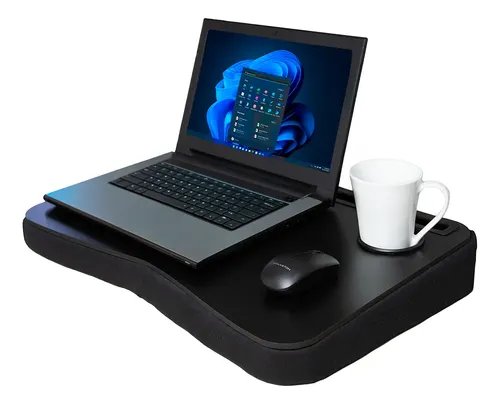 Suporte Notebook Mesa De Colo C/ Porta Copos. Base Inclinada - miniatura 3