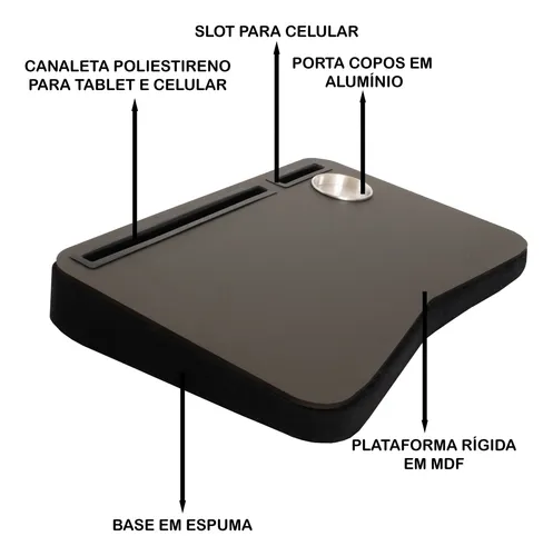 Suporte Notebook Mesa De Colo C/ Porta Copos. Base Inclinada - miniatura 6