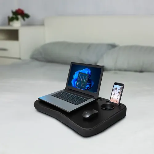 Suporte Notebook Mesa De Colo C/ Porta Copos. Base Inclinada - miniatura 9