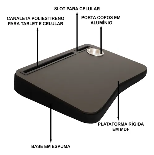Mesa Portatil Notebook Suporte Cama Sofa Estudo. Base Espuma - miniatura 3