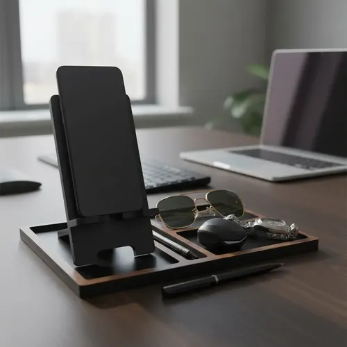 Suporte Para Celular Mesa Com Organizador. Casa Escritorio. - miniatura 3