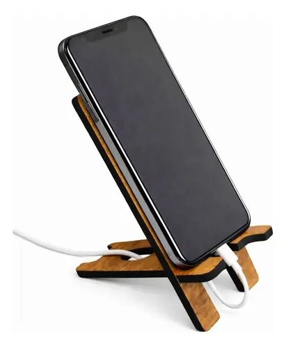 Suporte Celular Smartphone Mesa Padrão Freijó Com Passa Cabo Suporte Celular Smartphone Mesa Padrão Freijó Com Passa Cabo - Suporte para Celular IGLIZ