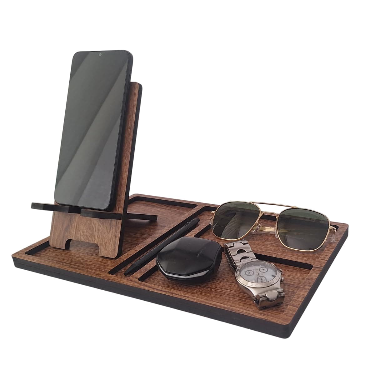 Organizador de Mesa com Suporte para Celular Removivel – Madeira Freijó – Organização para Escritório, Home Office e Quarto Organizador de Mesa com Suporte para Celular Removivel – Madeira Freijó – Organização para Escritório, Home Office e Quarto - Organizador IGLIZ